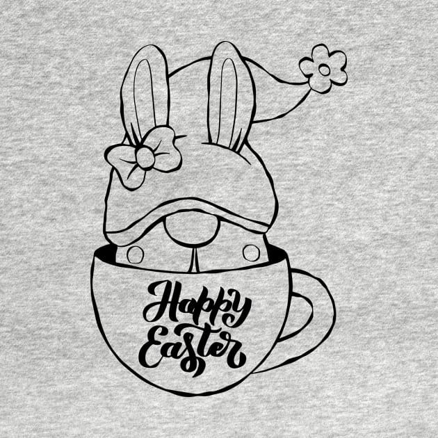 Cute bunny gnome ,happy Easter cartoon, Cartoon style. by 9georgeDoodle